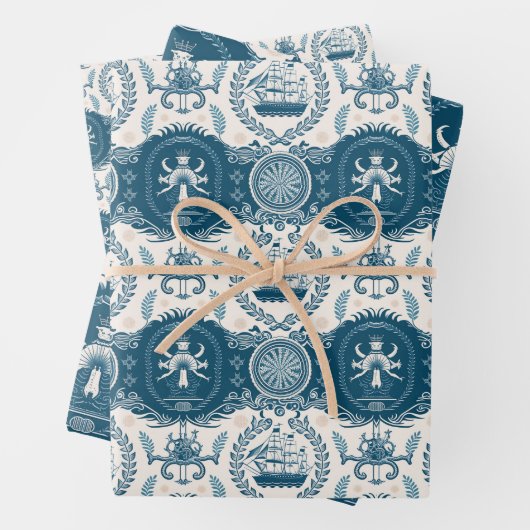 Nautisches Schiffsgedankmuster Nr. 17 Geschenkpapier Set (Beispiel)