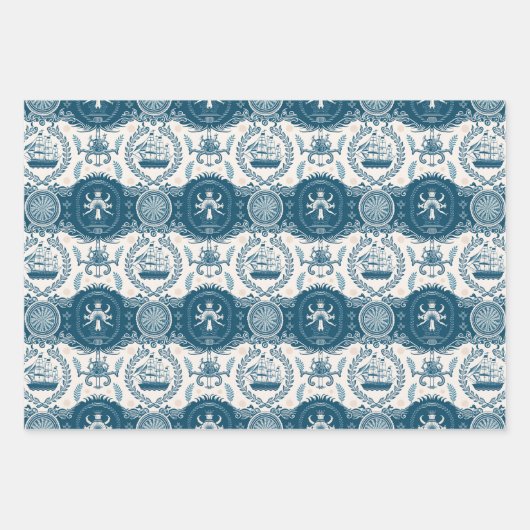 Nautisches Schiffsgedankmuster Nr. 17 Geschenkpapier Set (Vorderseite)