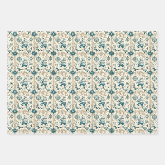 Nautisches Schiffsgedankmuster Nr. 18 Geschenkpapier Set (Vorderseite 3)