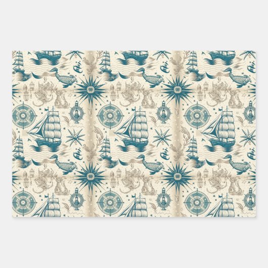Nautisches Schiffsgedankmuster Nr. 18 Geschenkpapier Set (Vorderseite 2)