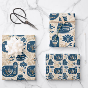Nautisches Schiffsgedankmuster Nr. 19 Geschenkpapier Set