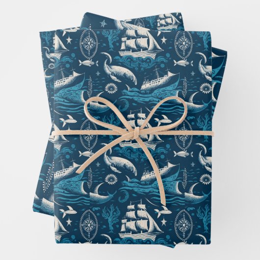 Nautisches Schiffsgedankmuster Nr. 1 Geschenkpapier Set (Beispiel)