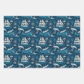 Nautisches Schiffsgedankmuster Nr. 1 Geschenkpapier Set (Vorderseite)