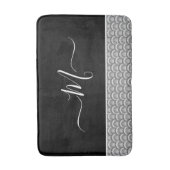 Nautisches Schwarz-weiß Elegantes Monogramm Initia Badematte (Vorderseite Vertikal)