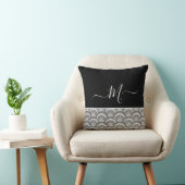 Nautisches Schwarz-weiß Elegantes Monogramm Initia Kissen (Stuhl )