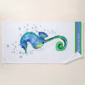 Nautisches Seepferd Aquamarin Aqua Blue Marine Cus Strandtuch (Vorderseite)