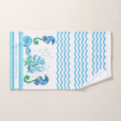 Nautisches Seepferd Aquamarines Wasser und weißes  Badhandtuch Set (Handtuch)