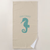 Nautisches Seepferd auf Sand Personalisiert Strandtuch (Vorderseite)