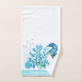 Nautisches Seepferd Custom Aquamarin Aqua Blue Mar Badhandtuch Set (Handtuch)