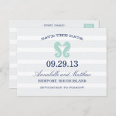 NAUTISCHES SEEPFERD | SAVE THE DATE POST-KARTE ANKÜNDIGUNGSPOSTKARTE (Vorne/Hinten)