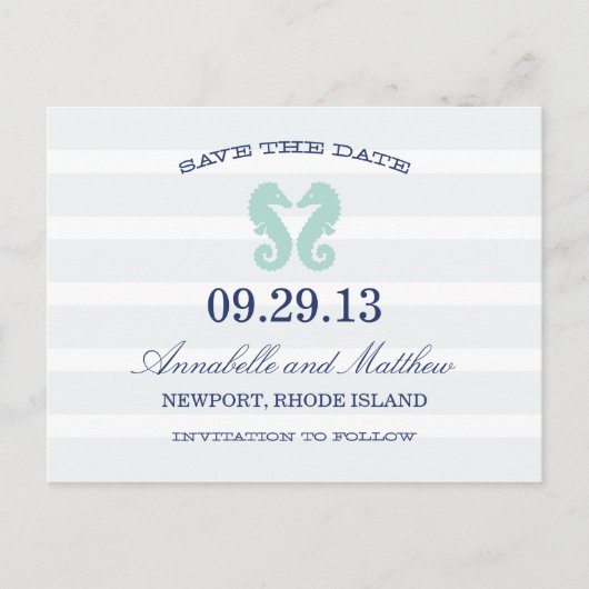 NAUTISCHES SEEPFERD | SAVE THE DATE POST-KARTE ANKÜNDIGUNGSPOSTKARTE (Vorderseite)