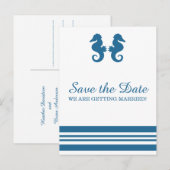 Nautisches Seepferd Save the Date Postkarte (Vorne/Hinten)