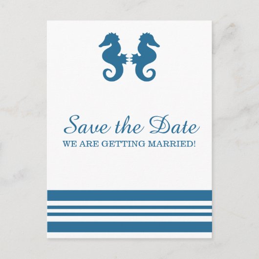 Nautisches Seepferd Save the Date Postkarte (Vorderseite)