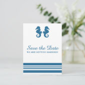Nautisches Seepferd Save the Date Postkarte (Stehend Vorderseite)