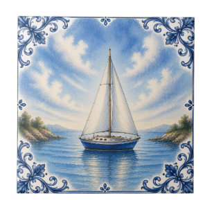 Nautisches Segelboot-Keramikfliese Fliese