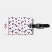 Nautisches Segelboot-Monogramm im Preppy-Stil Gepäckanhänger (Vorderseite horizontal)