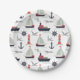 Nautisches Segelboot Segler Baby Boy Shower Party Pappteller
