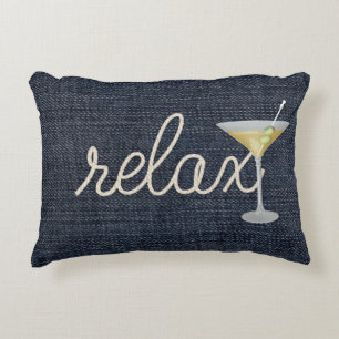 nautisches Seil auf blauem Denim Dekokissen