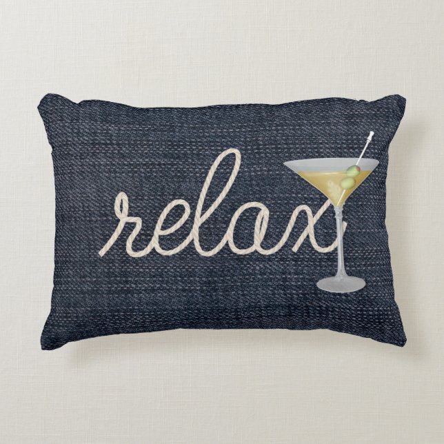 nautisches Seil auf blauem Denim Dekokissen (Vorderseite)