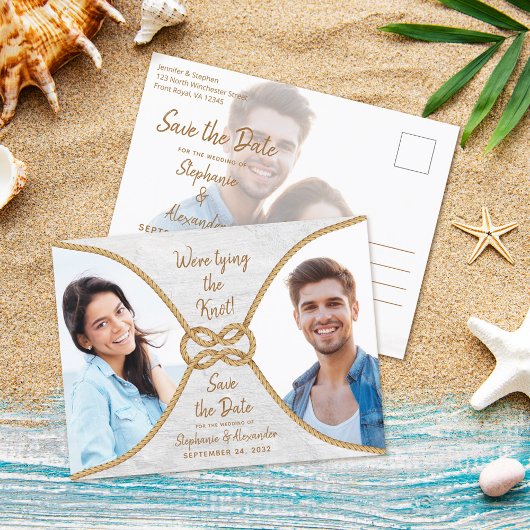 Nautisches Seil, das die Knot-Hochzeit bindet, ret Ankündigungspostkarte