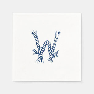 Nautisches Seil knotet monogramm anfänglich blau  Serviette