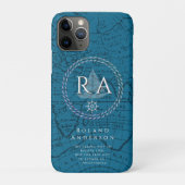 Nautisches Seil Monogramm Karte Blau Case-Mate iPhone Hülle (Rückseite)