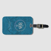 Nautisches Seil Monogramm Karte Blau Gepäckanhänger (Vorderseite (Horizontal))