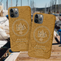 Nautisches Seil Monogramm Karte Braun