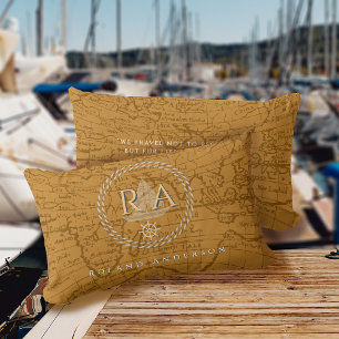 Nautisches Seil Monogramm Karte Braun Lendenkissen