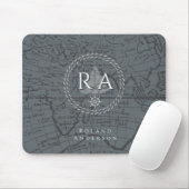 Nautisches Seil Monogramm Karte Grau Mousepad (Mit Mouse)