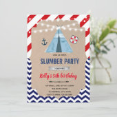 Nautisches Slumber-Party Einladung (Stehend Vorderseite)