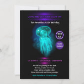 Nautisches Sommerglühen im dunklen Neon-Party Einladung (Vorderseite)