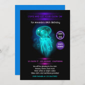 Nautisches Sommerglühen im dunklen Neon-Party Einladung (Vorne/Hinten)