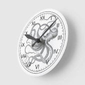 Nautisches Steampunk-Oktopus Vintage Kraken zeichn Runde Wanduhr (Winkel)