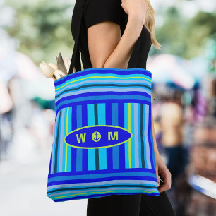 Nautisches Strandmonogramm Blaustreifen Tasche