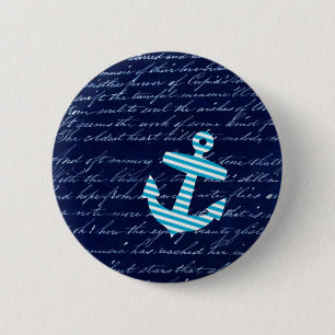 Nautisches Streifen-Anker-Handschrift-Design Button