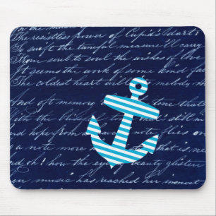 Nautisches Streifen-Anker-Handschrift-Design Mousepad