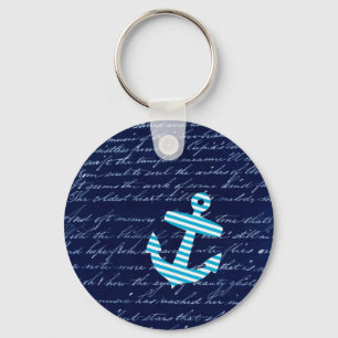 Nautisches Streifen-Anker-Handschrift-Design Schlüsselanhänger