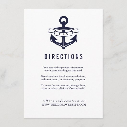 Nautisches Thema | Hochzeiten Begleitkarte (Vorderseite)