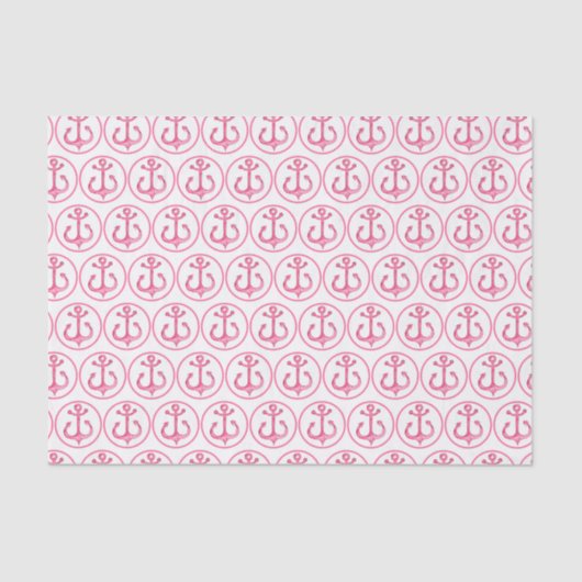 Nautisches Thema | Pink Anchors Tissue Paper Seidenpapier (Vorderseite)