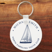 Nautisches Thema | Sailboat Club Custom Navy Schlüsselanhänger (Vorderseite)
