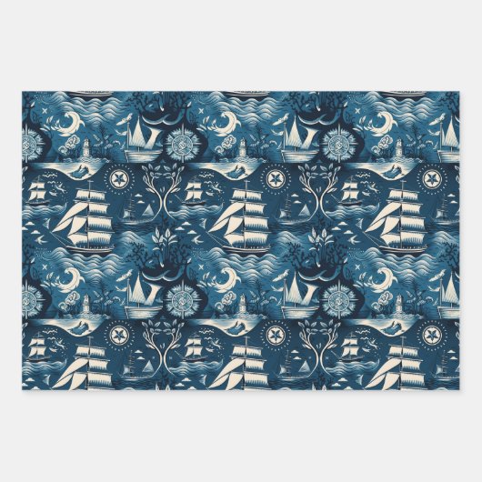 Nautisches Theme-Muster Nr. 6 Geschenkpapier Set (Vorderseite 2)