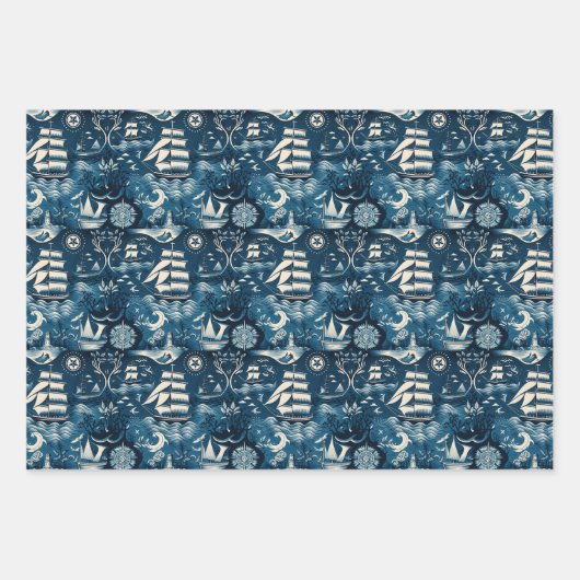 Nautisches Theme-Muster Nr. 6 Geschenkpapier Set (Vorderseite)