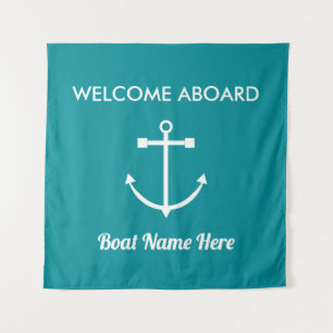 Nautisches Türkis Anker Willkommen an Bord Bootsna Wandteppich