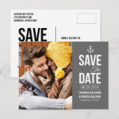 NAUTISCHES TYPOGRAFISCHES FOTO SAVE THE DATE POSTC ANKÜNDIGUNGSPOSTKARTE (Vorne/Hinten)