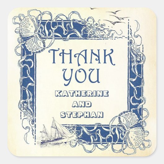 nautisches Vintag Dankeschön an Aufkleber (Vorderseite)