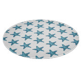 Nautisches Wasserfarben Blau Seestern Schneidebrett (Ecke)