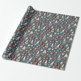 Nautisches Weihnachtsgeschenk-Verpackungspapier  Geschenkpapier