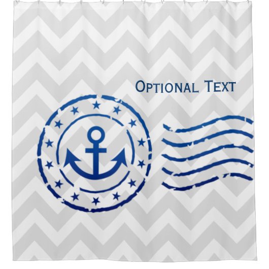 Nautisches Zickzack Siegel Duschvorhang (Vorderseite)