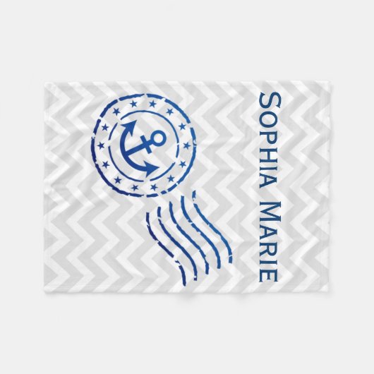 Nautisches Zickzack Siegel Fleecedecke (Vorderseite (Horizontal))